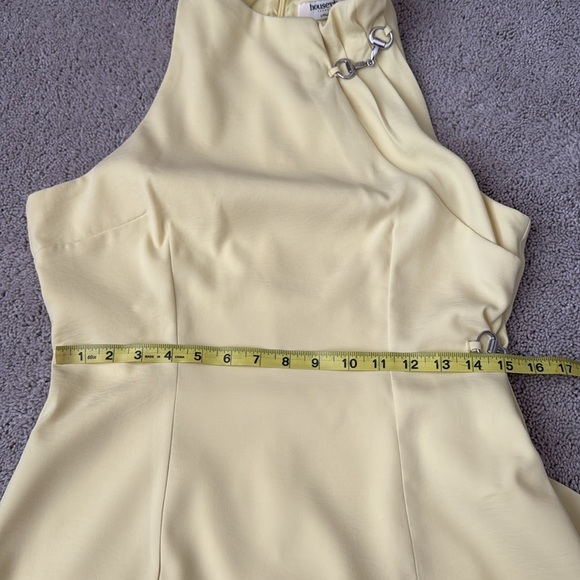 House of CB MARLA Lemon Halter Mini Dress | Pleated & Draped | Size Large (Tall) - Picture 12 of 15